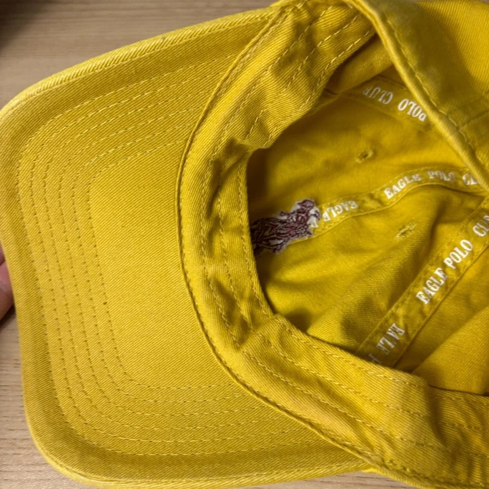 Eagle Polo Club Golf Hat Cap Strap Back Yellow Adjustable